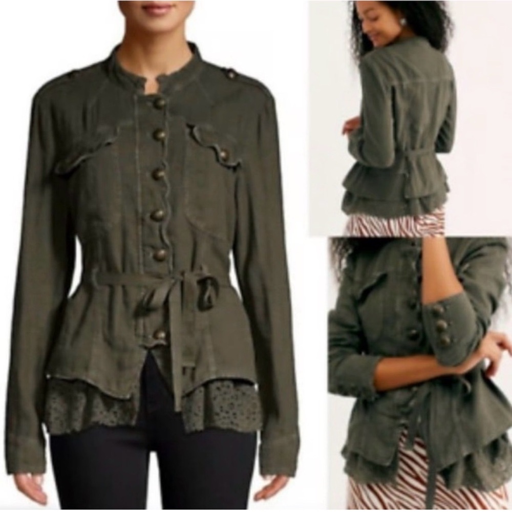 Free People Olive Military style Jacket - Picture 2 of 9